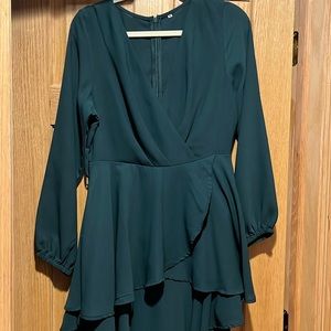 Forest Green, Puffy Sleeve Dress